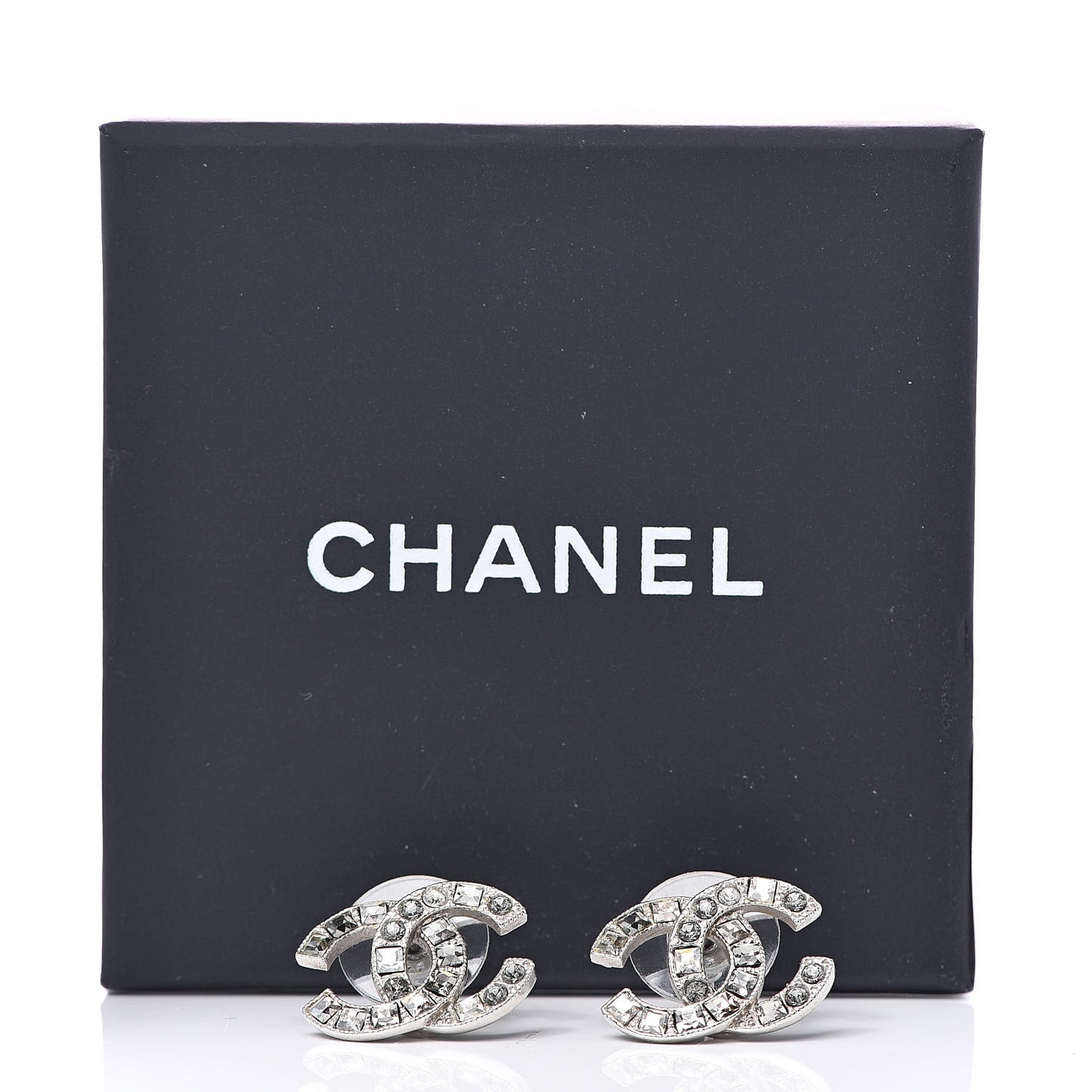 Baguette Crystal CC Earrings Silver