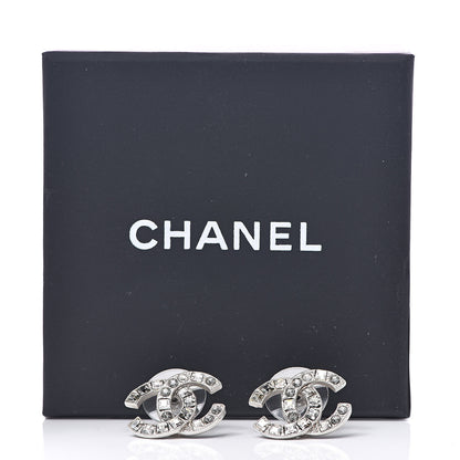 Chanel Baguette Crystal CC Earrings Silver 5 of 5