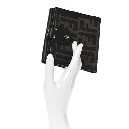 Fendi Zucca Cuoio Lucido Compact Wallet Tobacco Moro 2 of 12