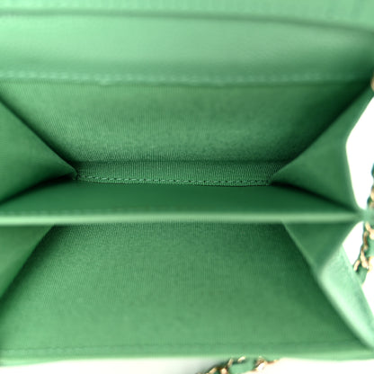 Chanel Caviar Quilted Flap Card Holder On Chain Light Green 5 of 11