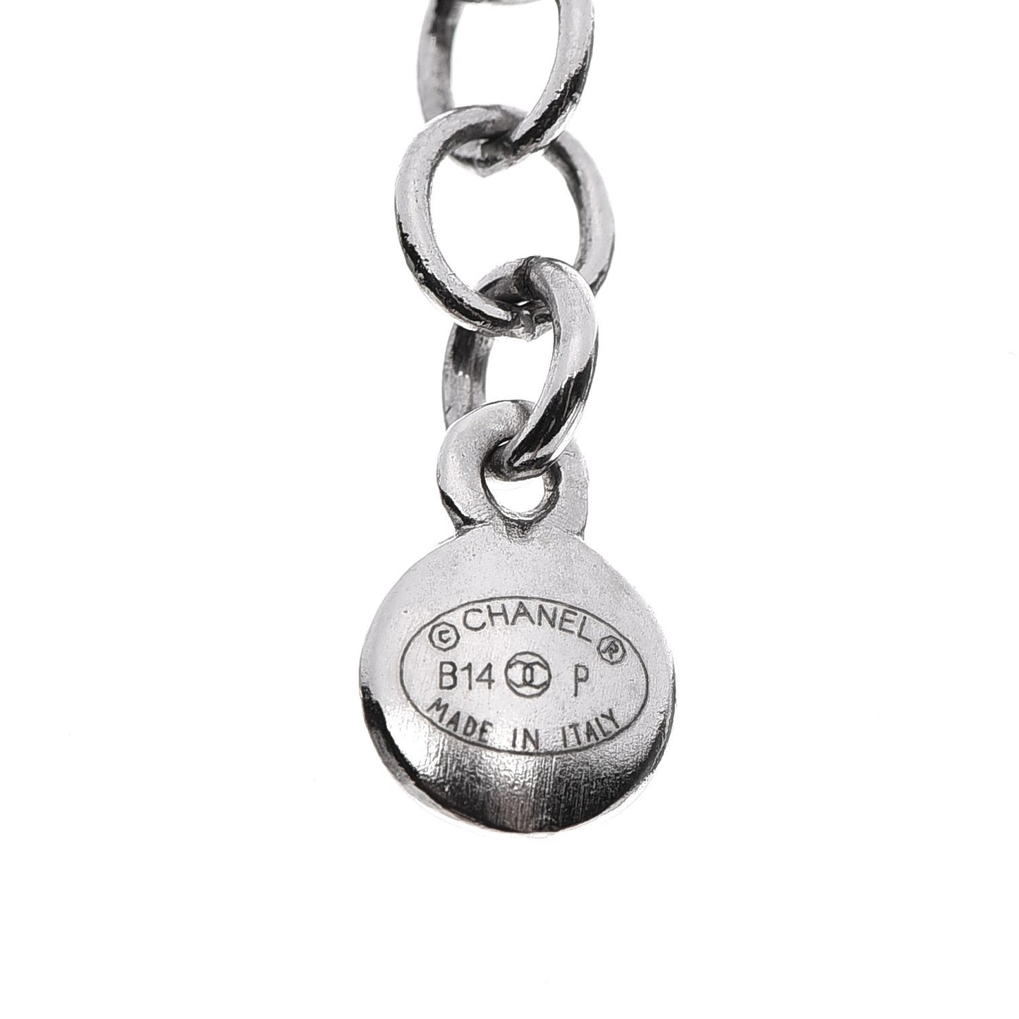 Pearl Cluster CC Long Necklace Silver