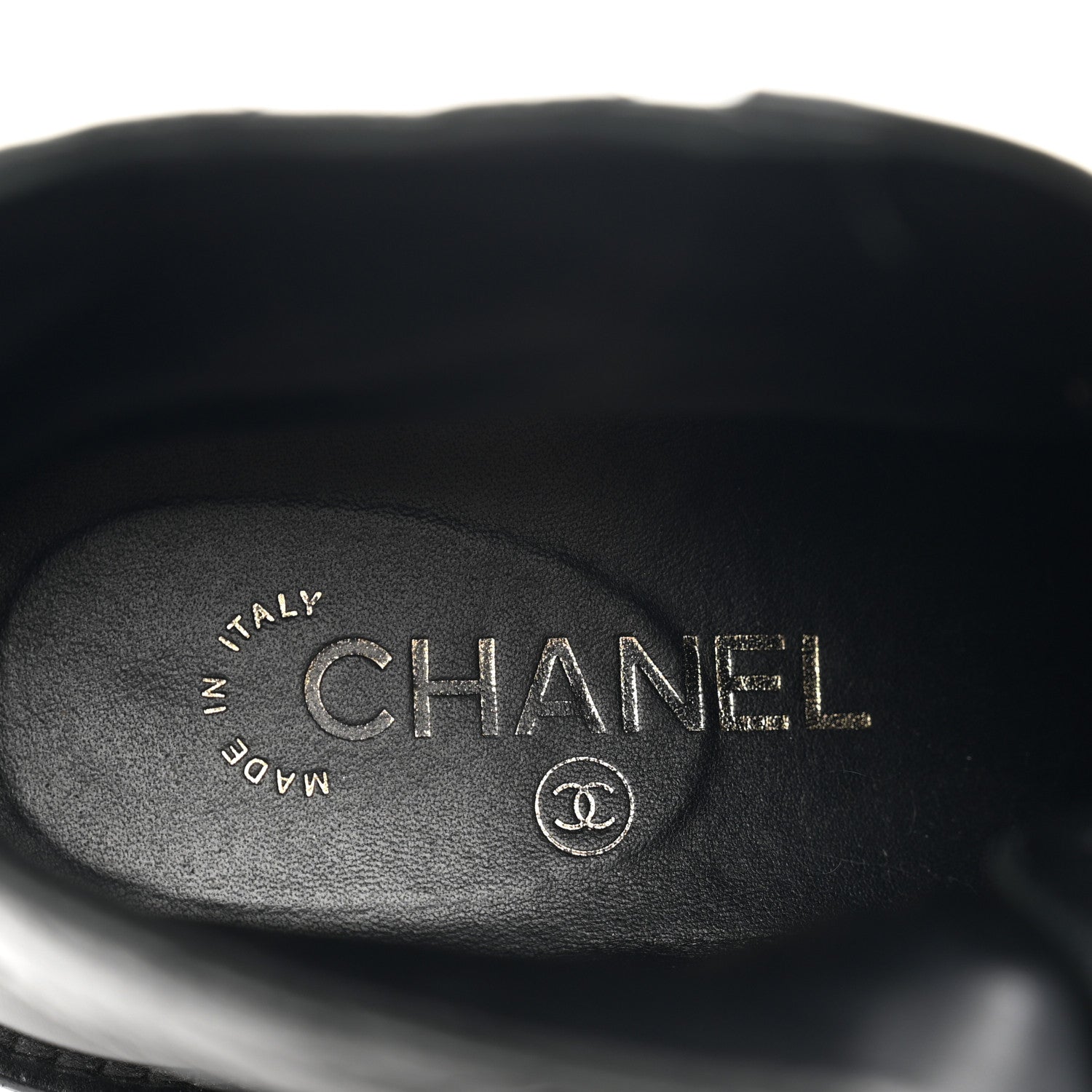 Chanel Shiny Calfskin Quilted Lace Up Combat Boots 37.5 Black 7 of 9