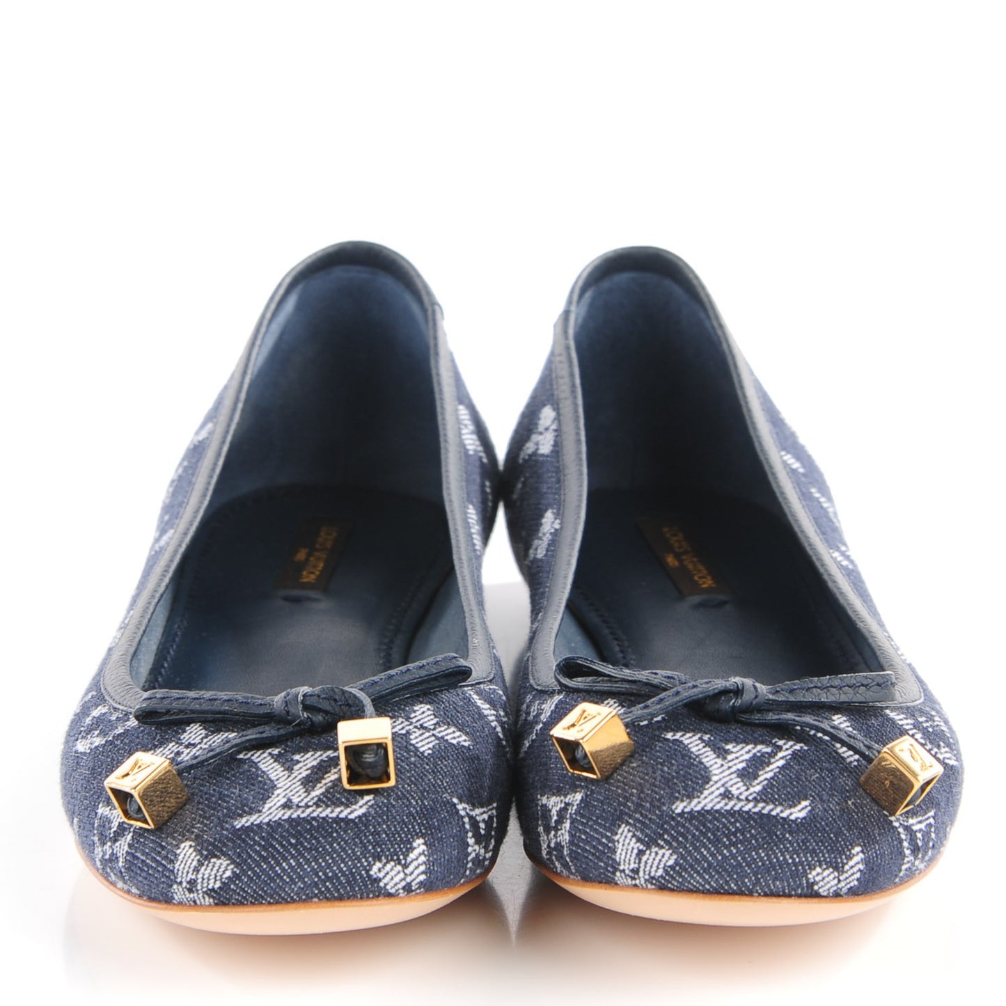 Denim Monogram Debbie Ballerina Flats 37.5 Blue