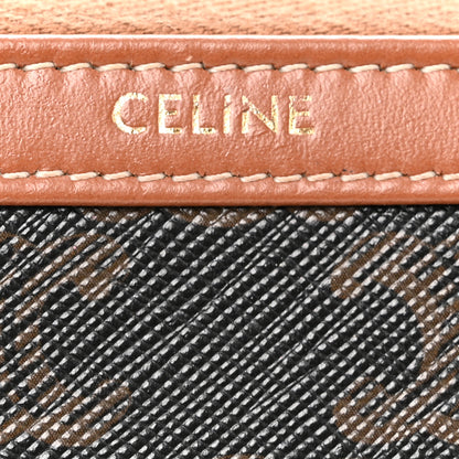 Celine Triomphe Canvas Calfskin Small Cosmetic Pouch Tan 6 of 11