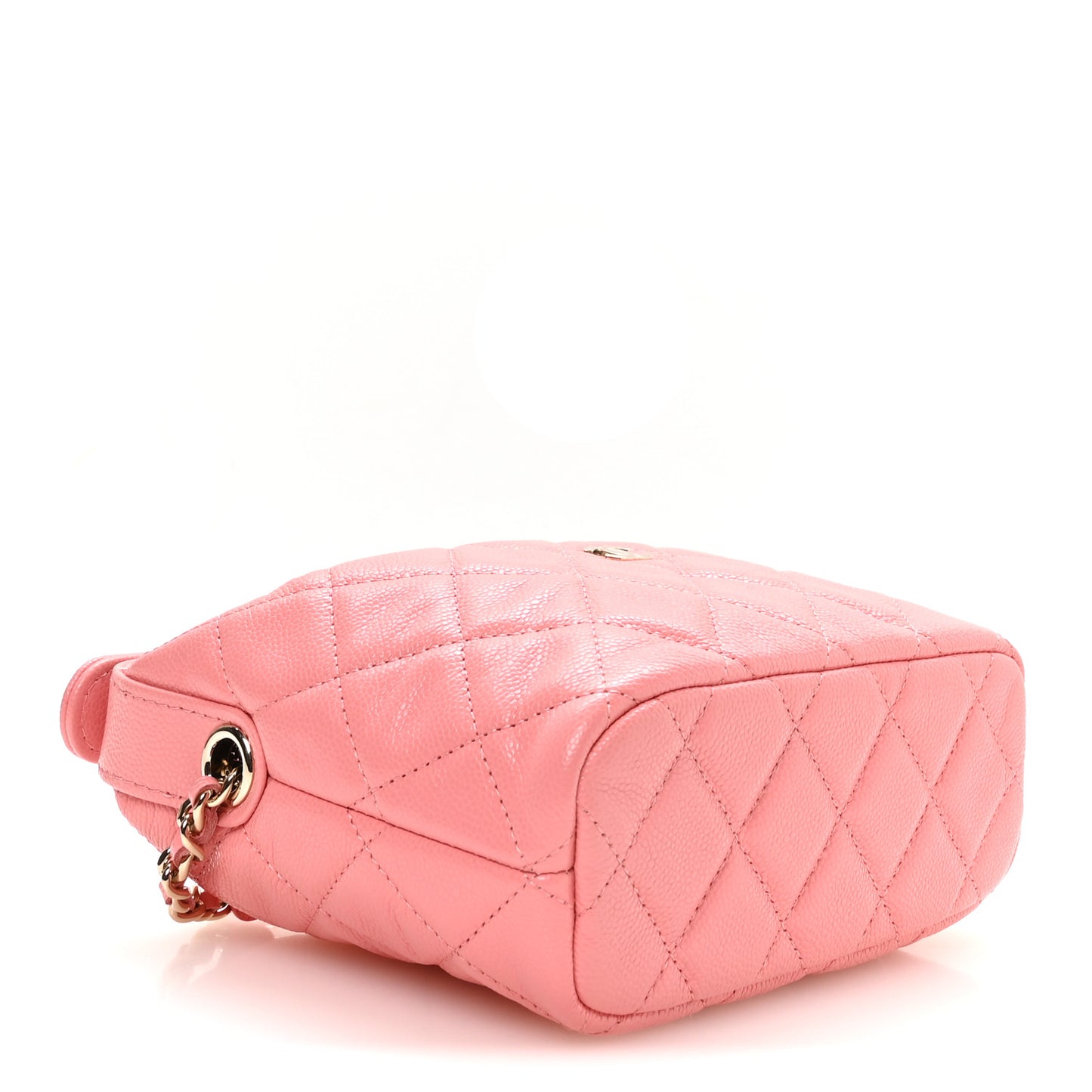 Caviar Quilted Hobo Clutch With Chain Pink