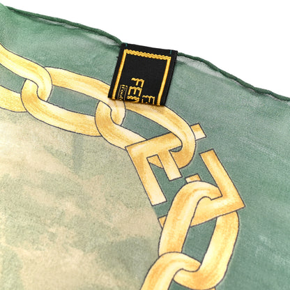 Fendi Silk Stole Green Gold 4 of 7