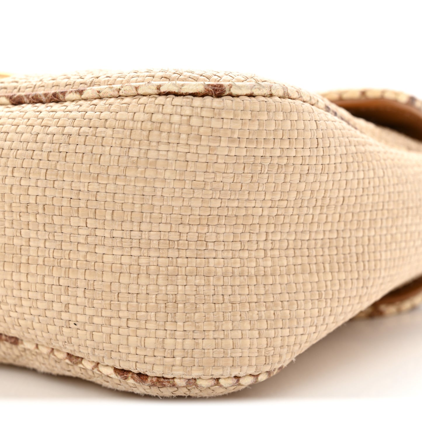 Raffia Elaphe Matelasse Small GG Marmont Shoulder Bag Natural Cream Brown