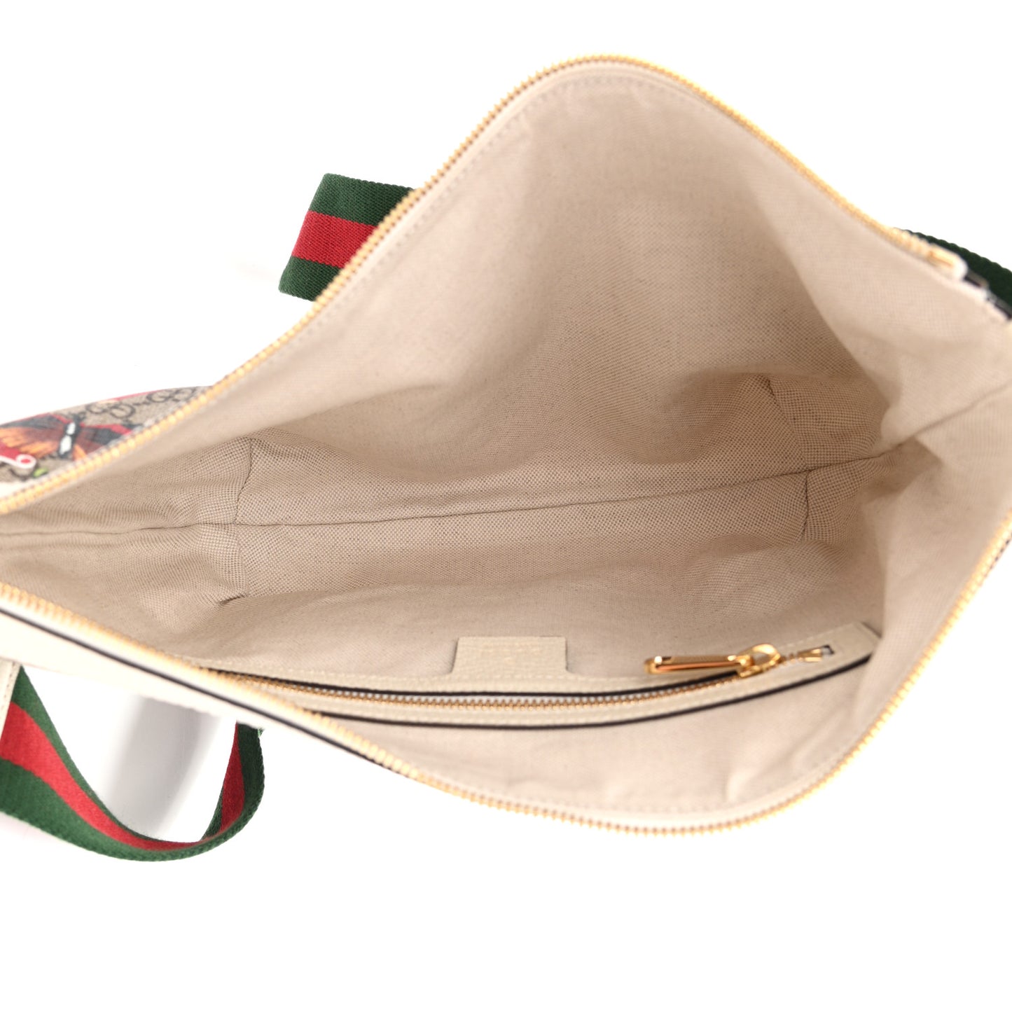 GG Supreme Monogram Flora Web Small Ophidia Half Moon Hobo White