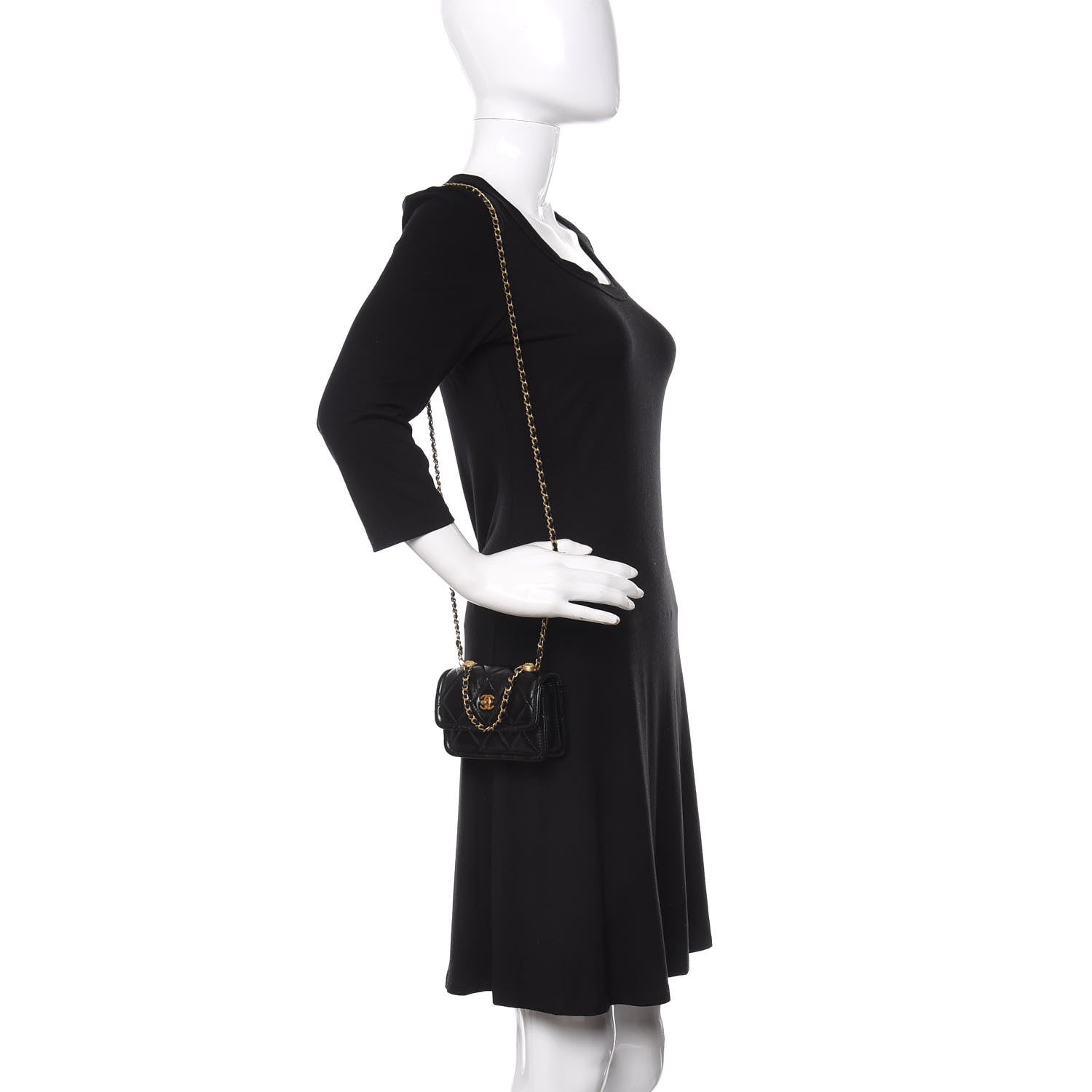 Chanel Shiny Lambskin Quilted Extra Mini Flap Black 2 of 10