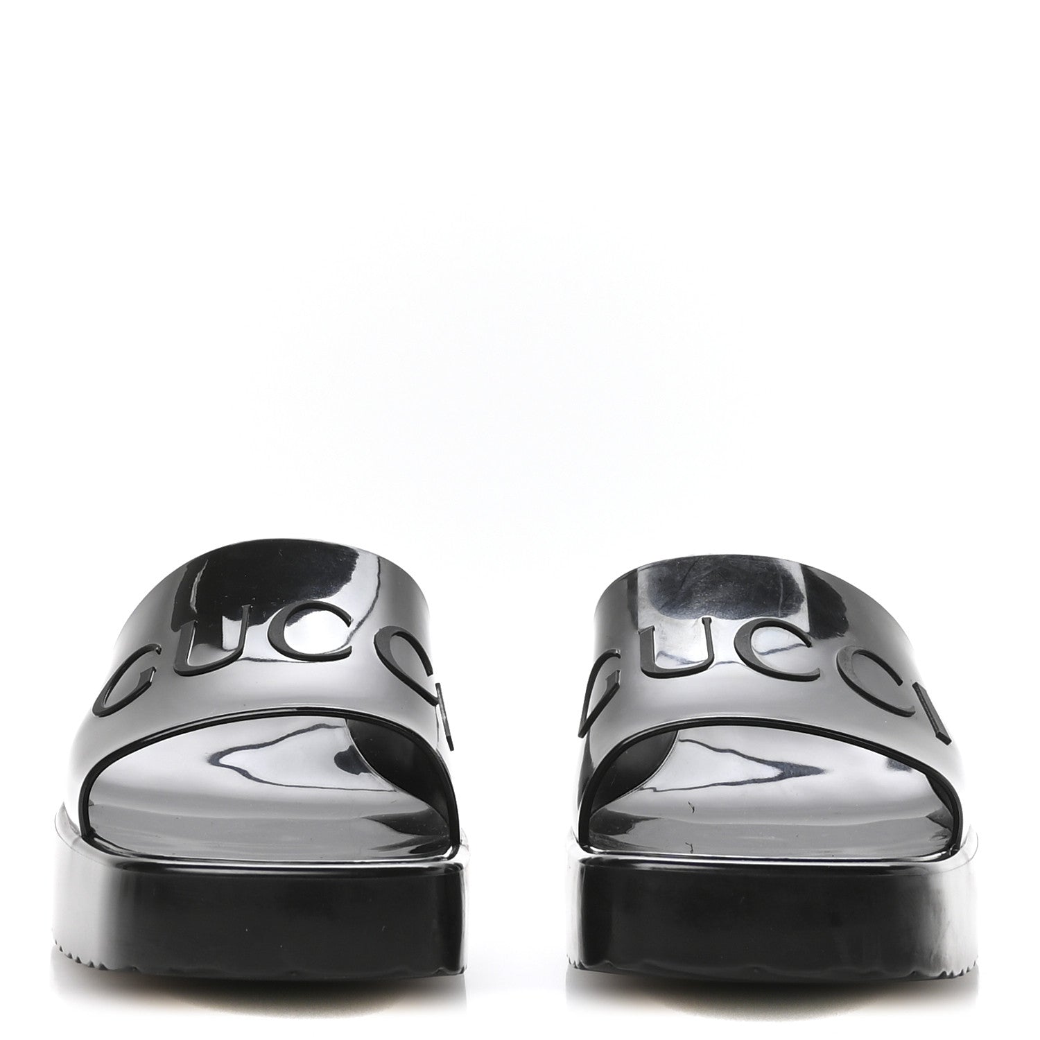 Gucci Rubber Gucci Logo Womens Platform 20/60mm Slide Sandals 37