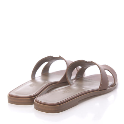 Hermes Box Calfskin Oran Sandals 36.5 Gold 4 of 11