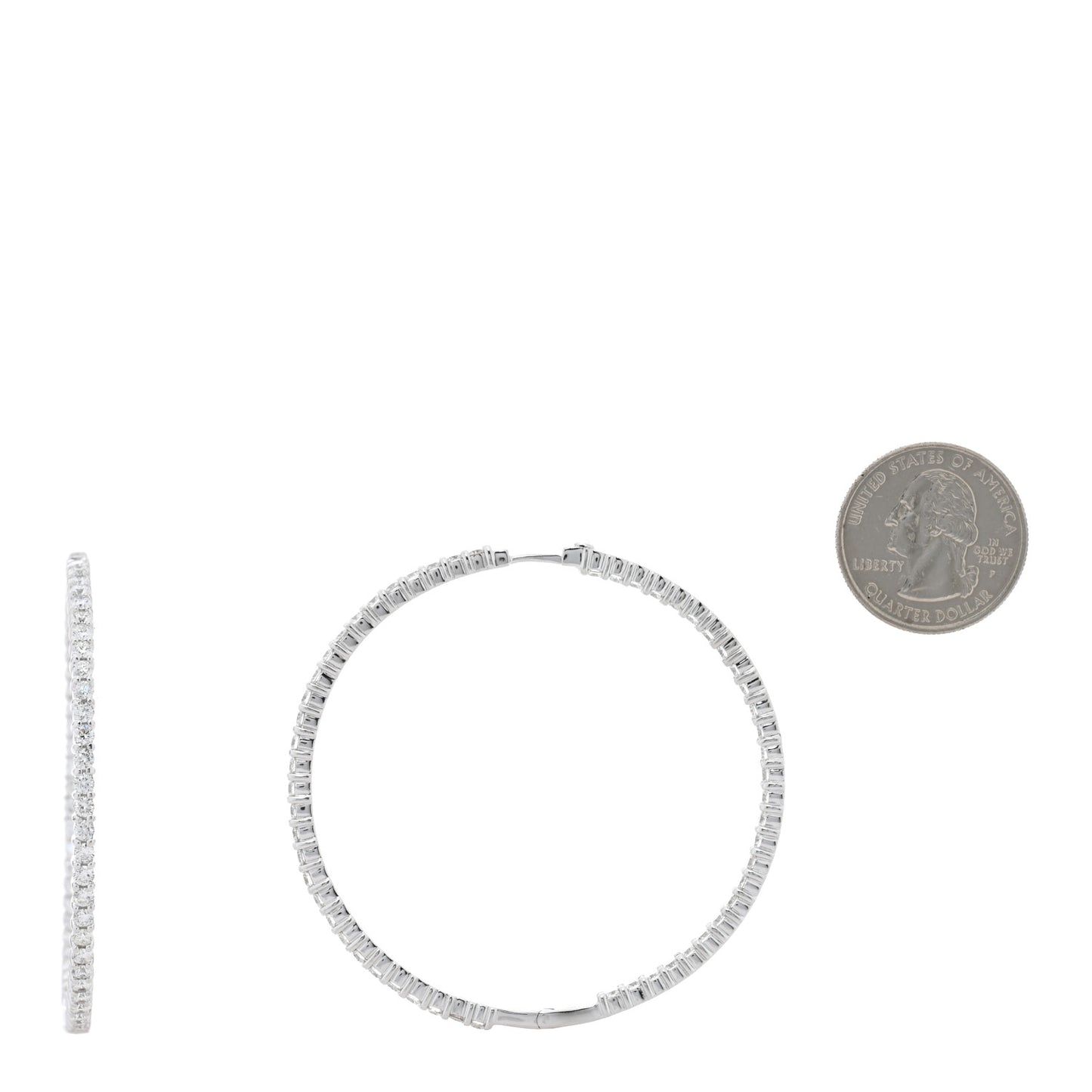 18K White Gold Diamond 7.55ctw Inside Outside Hoop Earrings