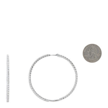 Roberto Coin 18K White Gold Diamond 7.55ctw Inside Outside Hoop Earrings 2 of 5