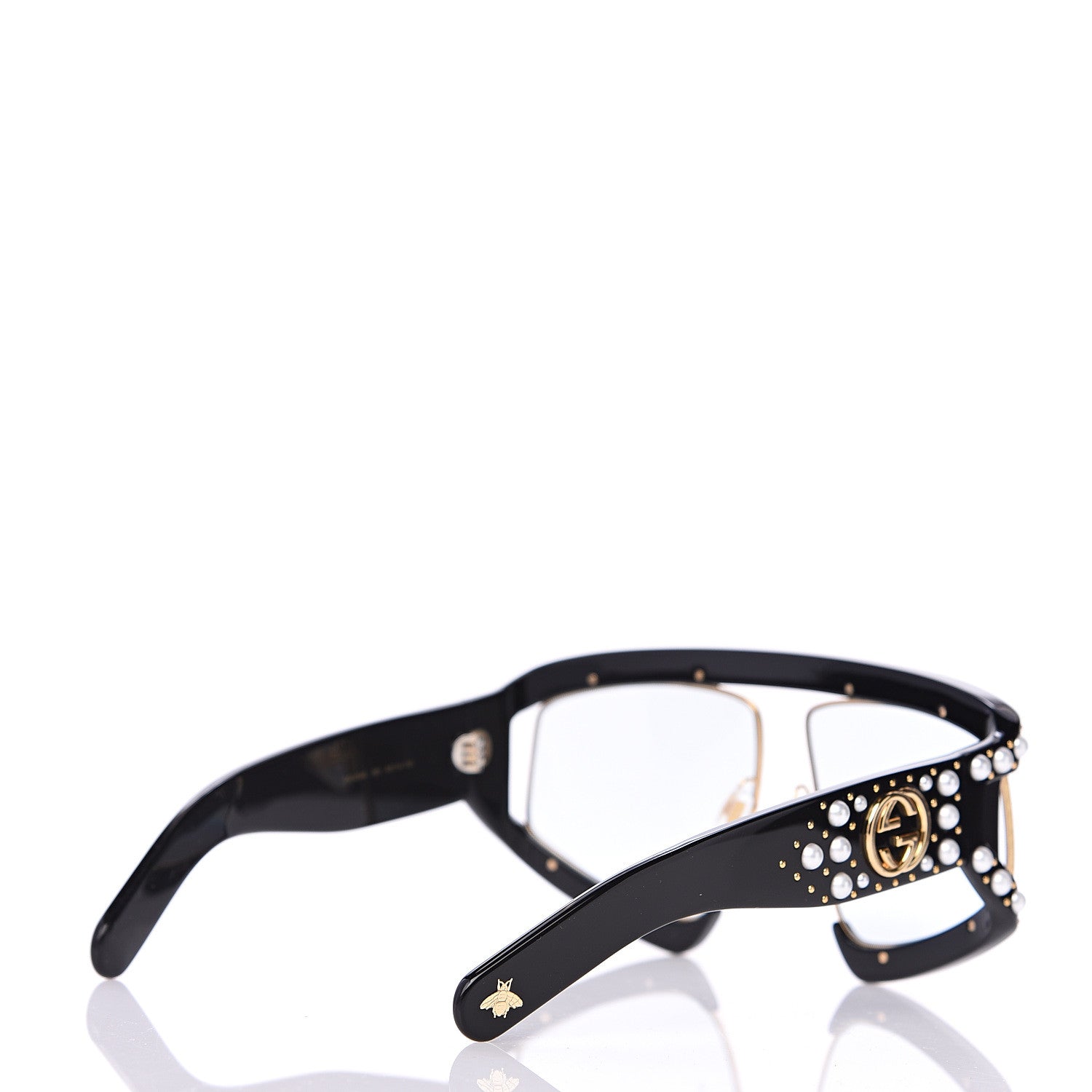 Gucci Acetate Pearl Rectangular Frame Sunglasses GG0234S Black 4 of 7