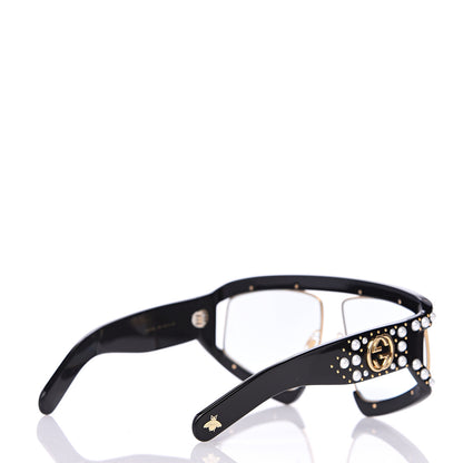 Gucci Acetate Pearl Rectangular Frame Sunglasses GG0234S Black 4 of 7