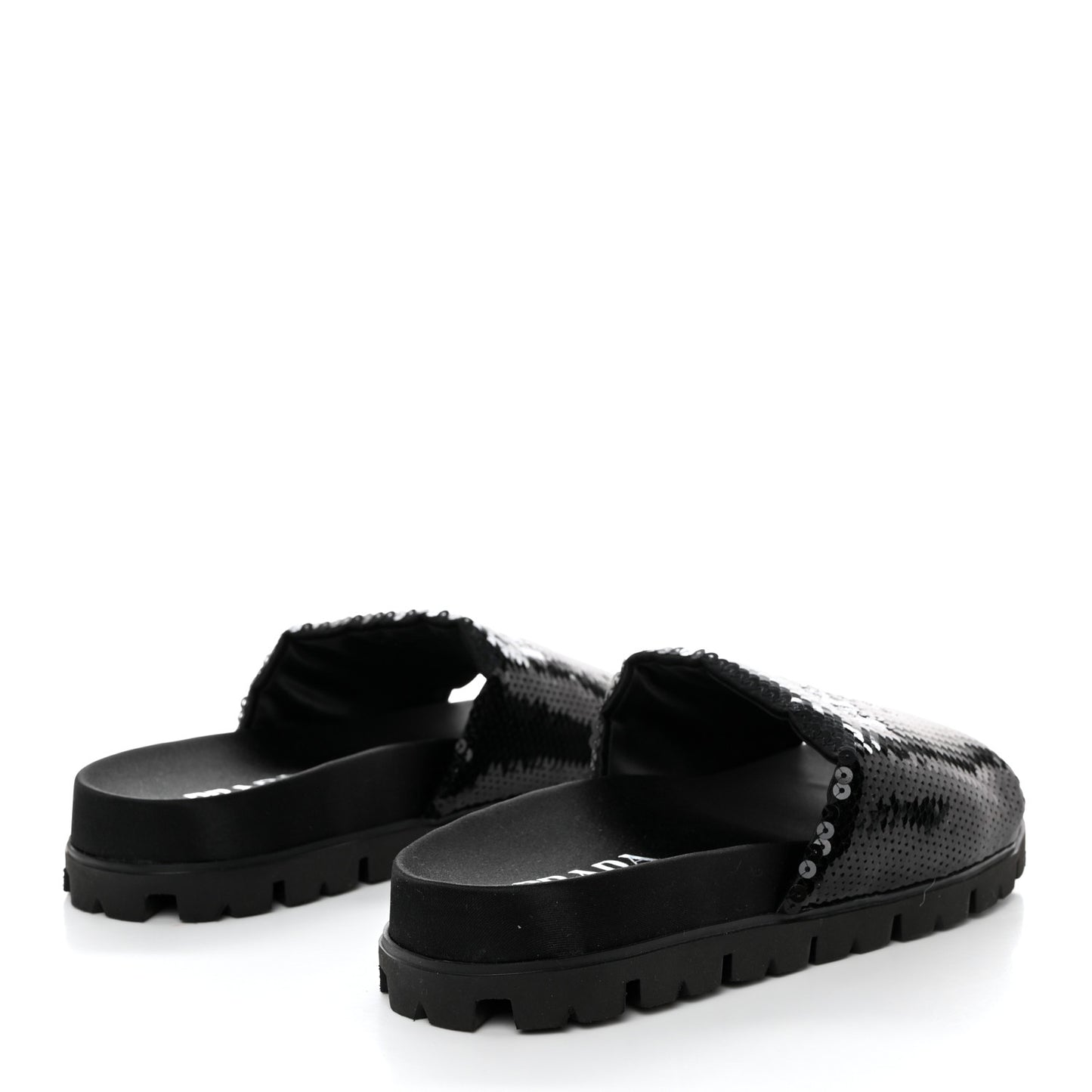 Paillettes Sequin Logo Slide Sandals 39 Black