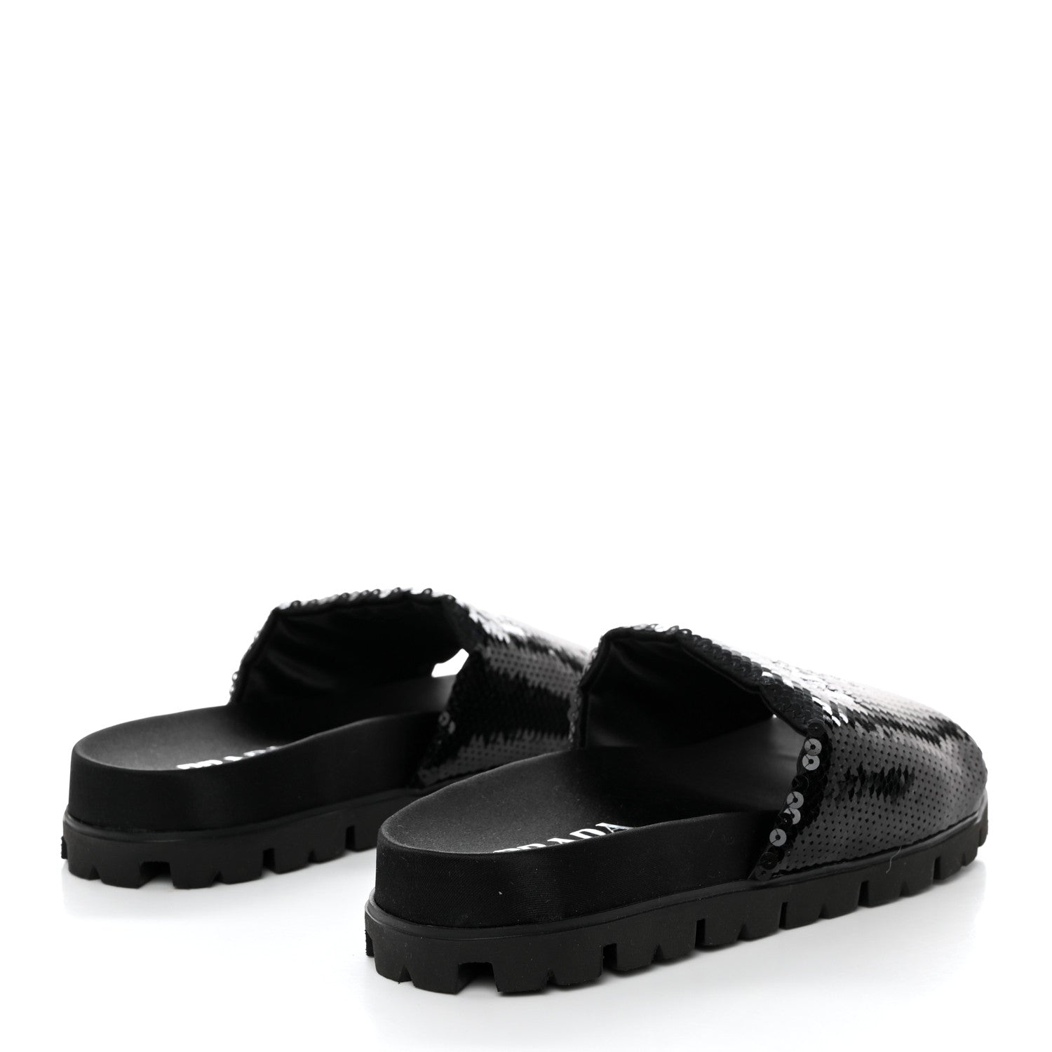 Prada Paillettes Sequin Logo Slide Sandals 39 Black 4 of 9