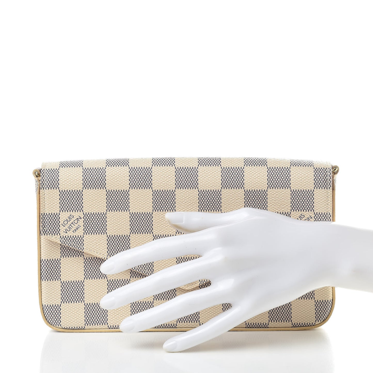 Damier Azur Pochette Felicie Chain Wallet Rose Ballerine