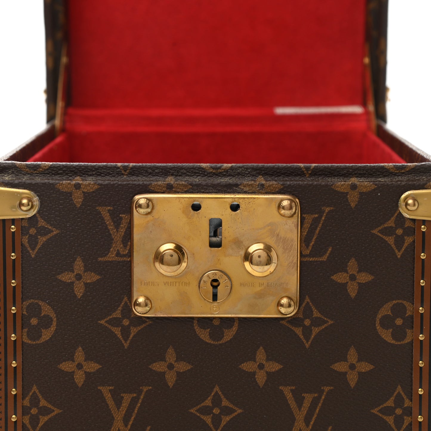 Monogram Boite Flacons Beauty Train Trunk Case Rouge Flamme