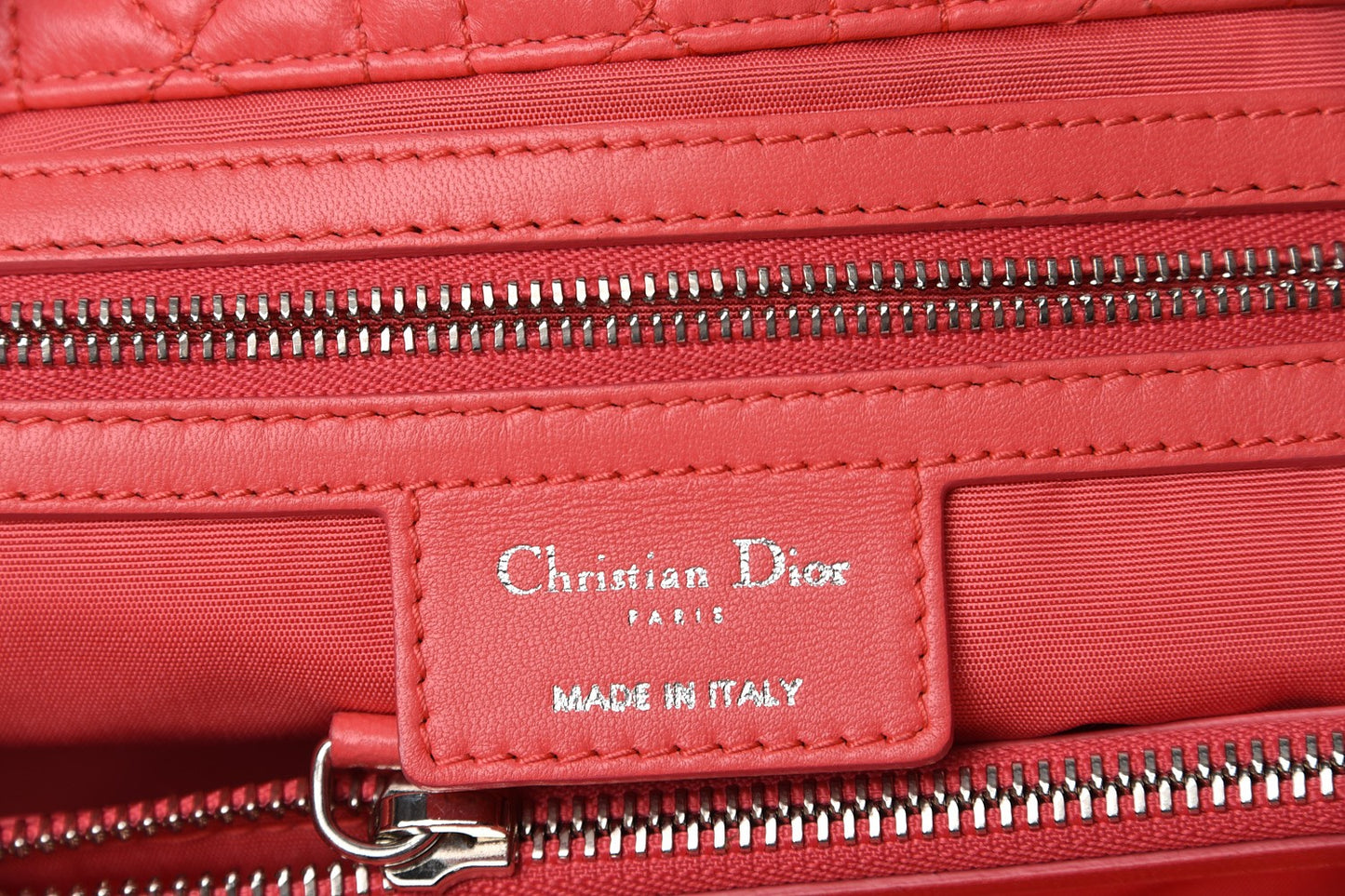 Lambskin Cannage Large Dior Soft Shopping Tote Coral