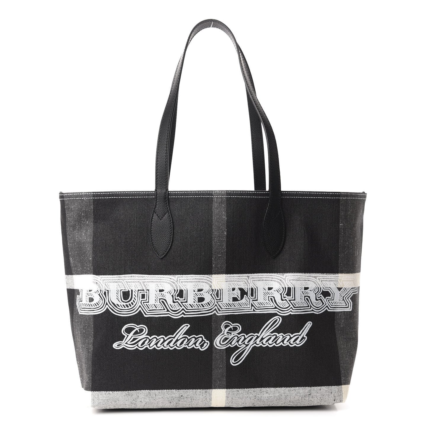 Coated Canvas Mega Check Medium Doodle Tote Black White