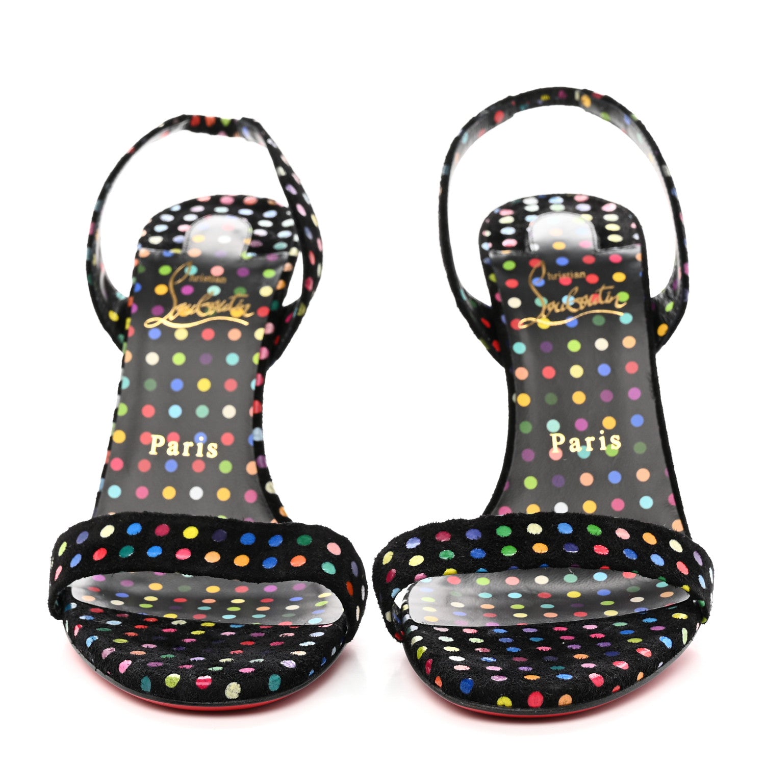 Christian Louboutin Suede O Marylin Sandals Heels 37.5 Black Multicolor 2 of 12