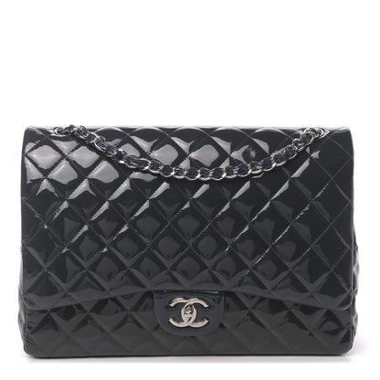 Chanel Patent Quilted Maxi Double Flap Navy Blue 1 of 15