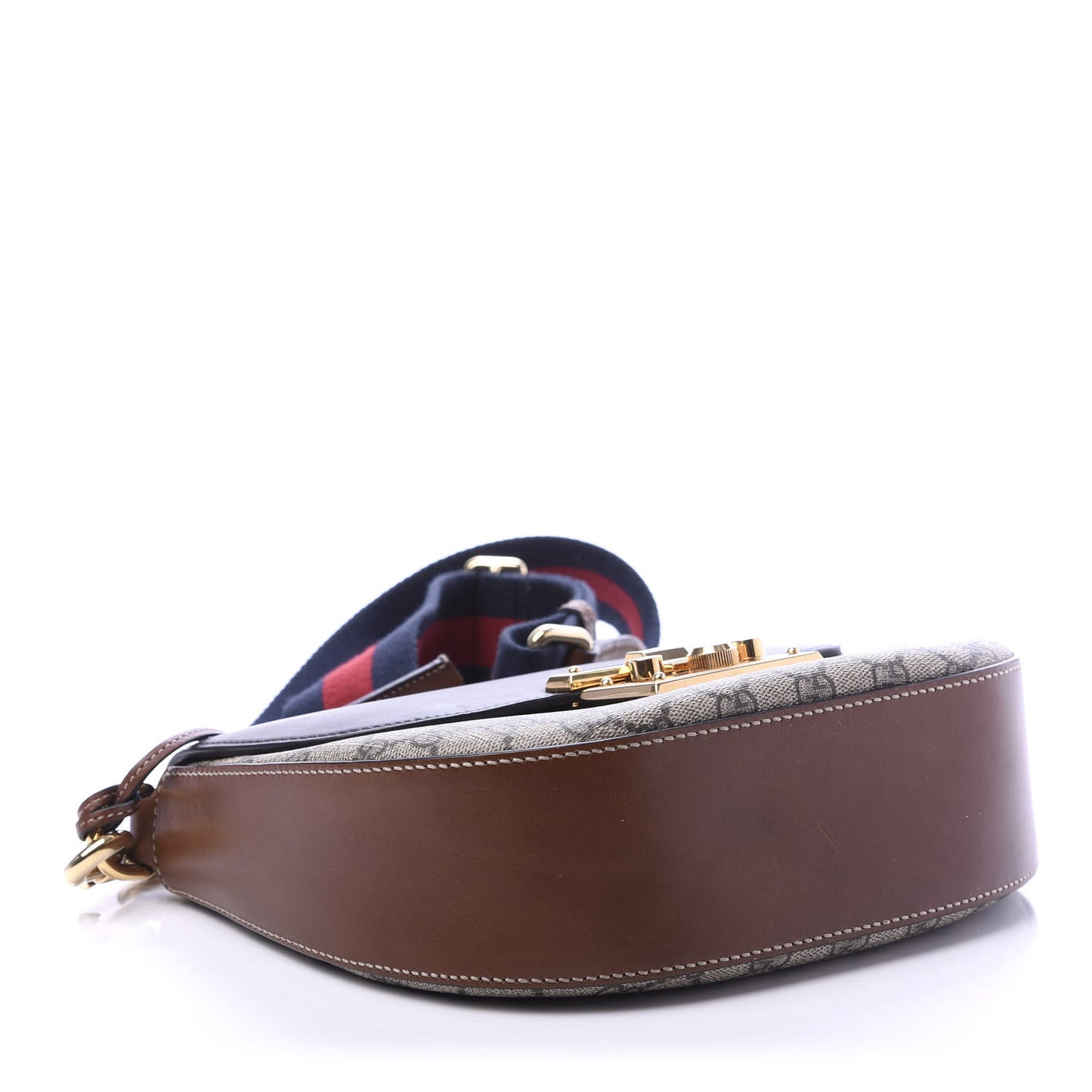 GG Supreme Monogram Web Medium Padlock Messenger Shoulder Bag Black