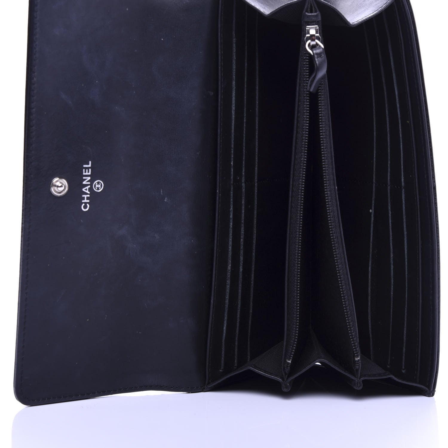 Chanel Patent Caviar Timeless CC Large Gusset Flap Wallet Black 5 of 8
