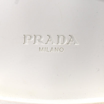 Prada Spazzolato Metal Triangle Logo 40mm Loafer Mules 37.5 White 8 of 14