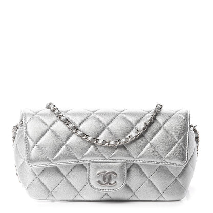 Chanel Metallic Lambskin Quilted Glasses Case With Chain Silver 1 of 11