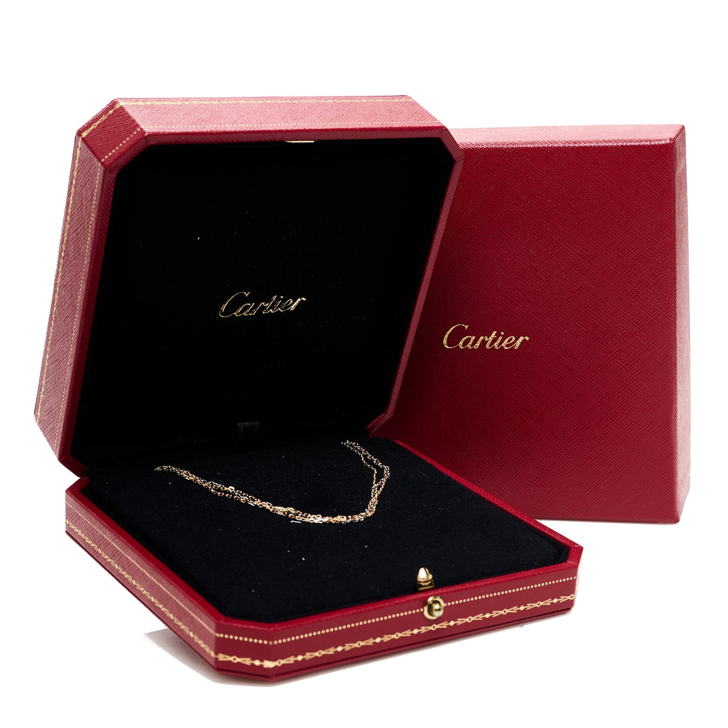 18K Pink Yellow White Gold Three Chain Necklace