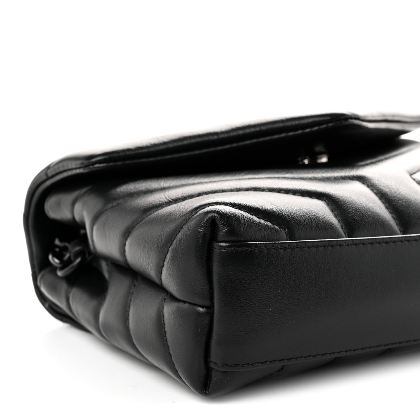 Calfskin Y Quilted Monogram Monochrome Toy Loulou Crossbody Bag Black