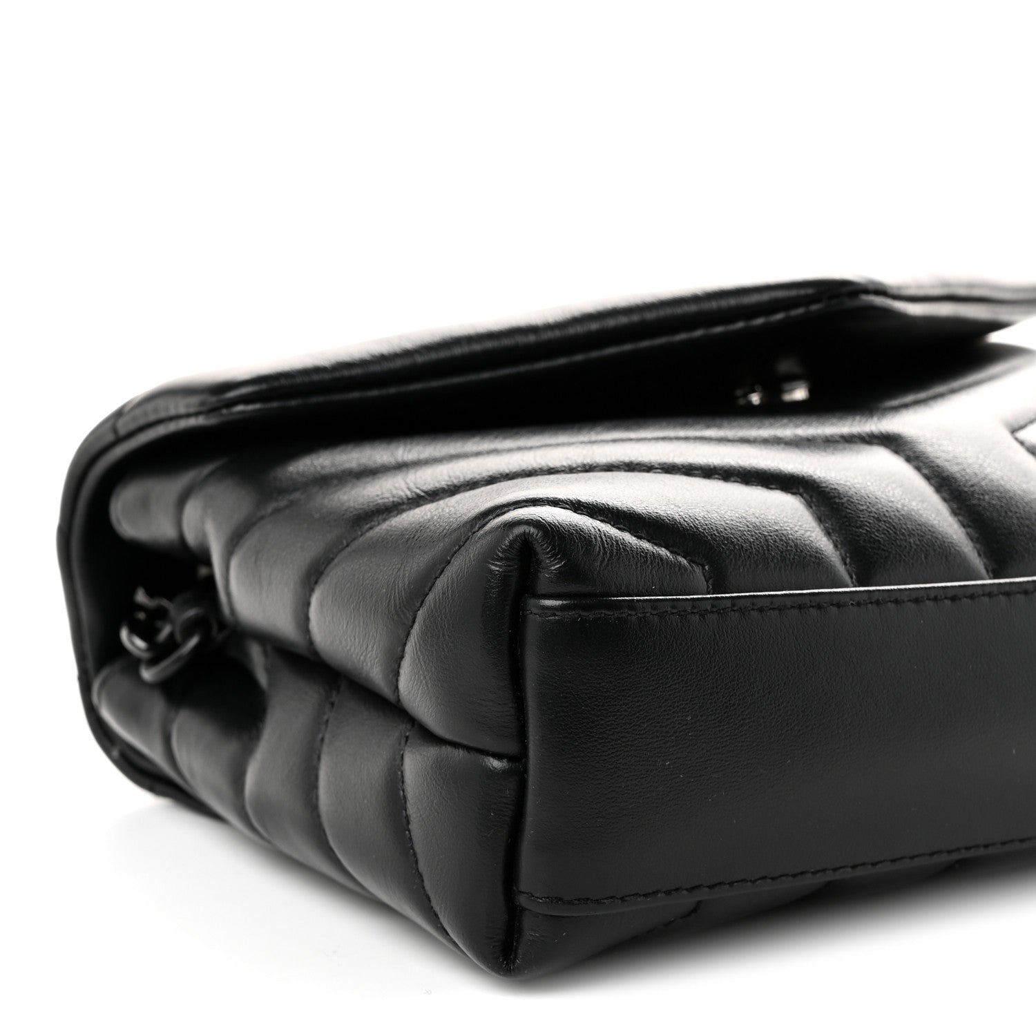 Saint Laurent Calfskin Y Quilted Monogram Monochrome Toy Loulou Crossbody Bag Black 9 of 10