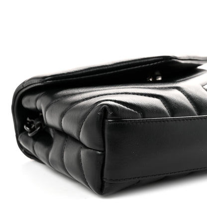 Saint Laurent Calfskin Y Quilted Monogram Monochrome Toy Loulou Crossbody Bag Black 9 of 10