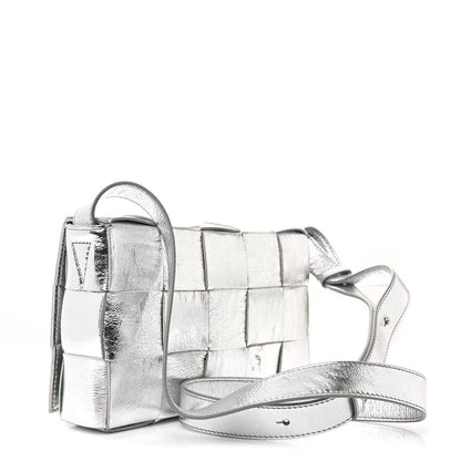 Bottega Veneta Metallic Lambskin Maxi Intrecciato Cassette Crossbody Bag Silver 3 of 11