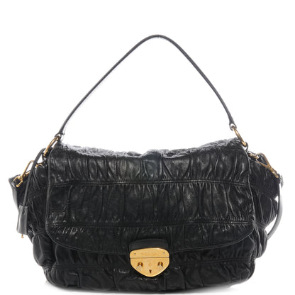 Prada Nappa Dressy Gaufre Flap Bag Black 1 of 9
