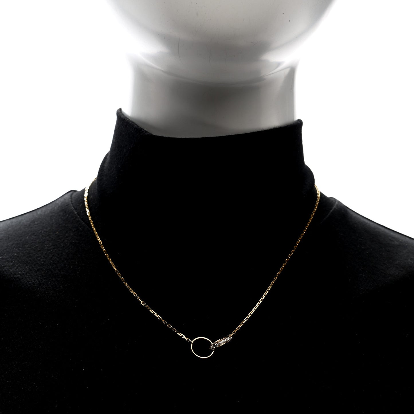 18K Yellow Gold Diamond Interlocking LOVE Necklace