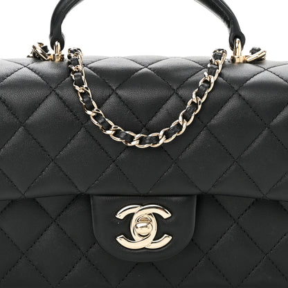 Chanel Lambskin Quilted Mini Top Handle Rectangular Flap Black 8 of 11