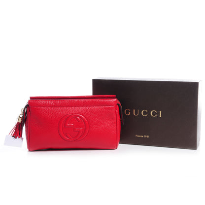 Gucci Pebbled Calfskin Soho Cosmetic Case Tabasco Red 5 of 8