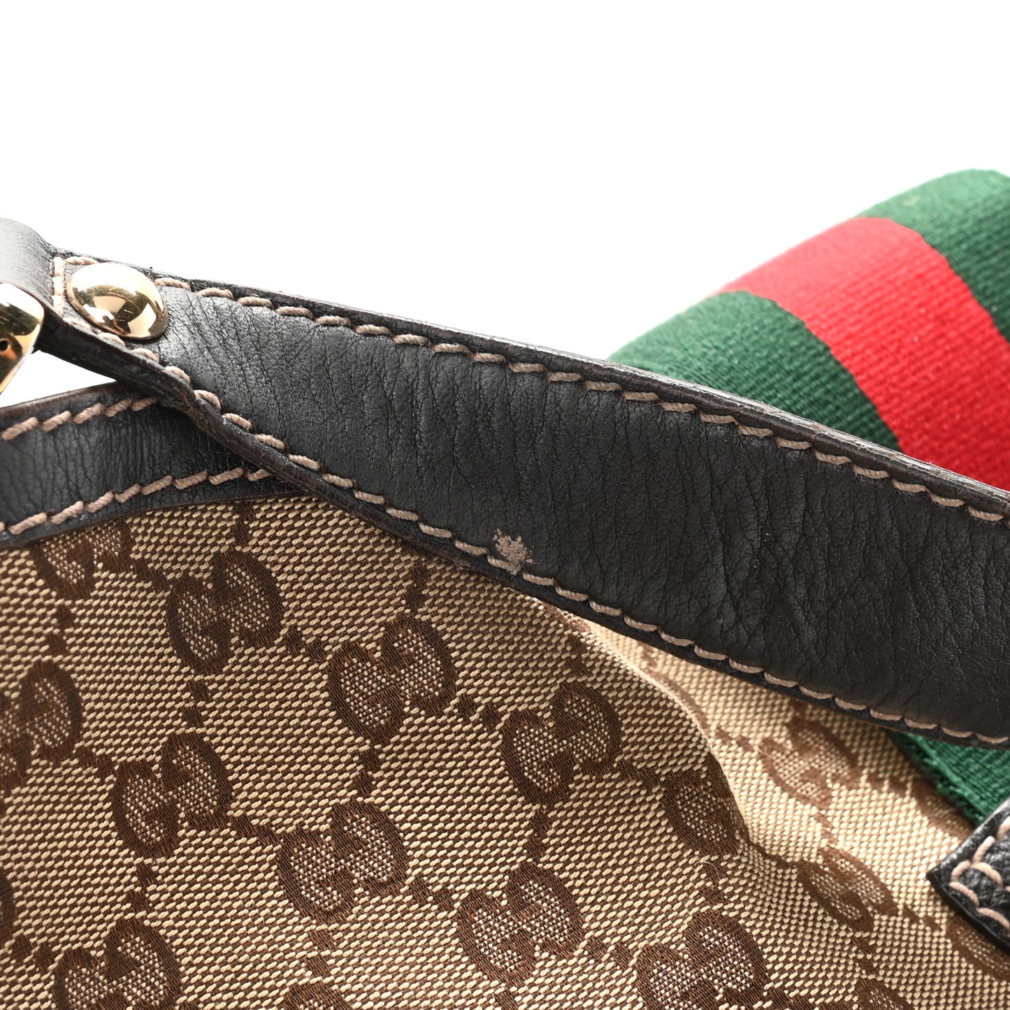 Monogram Large New Ladies Web Hobo Dark Brown