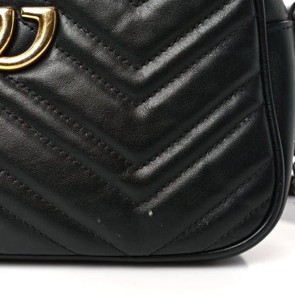 Gucci Calfskin Matelasse Small GG Marmont Chain Shoulder Bag Black 10 of 11