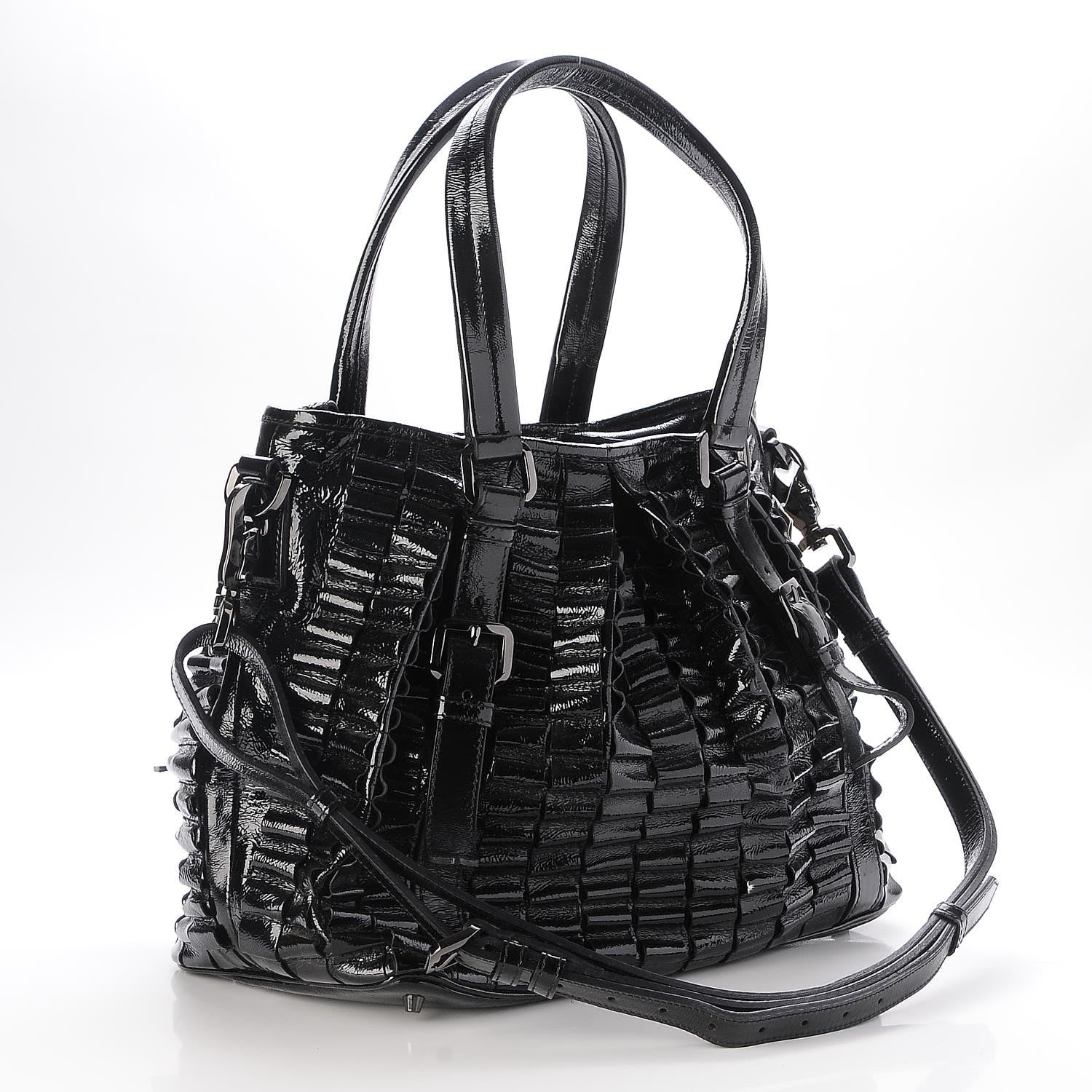 Burberry Patent Ruffled Medium Lowry Black 4 of 9