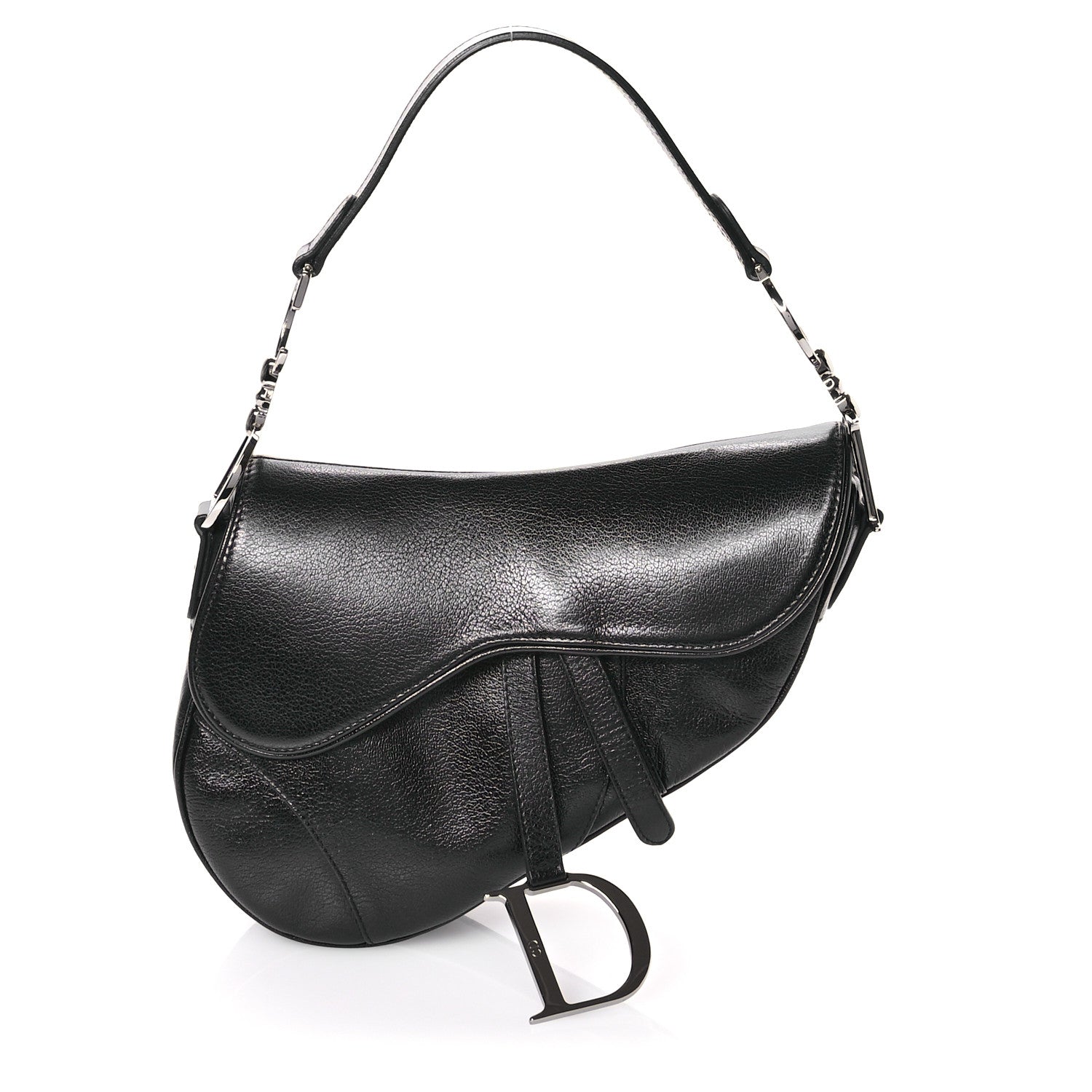 Christian Dior Shiny Goatskin Saddle Bag Black 1 of 10