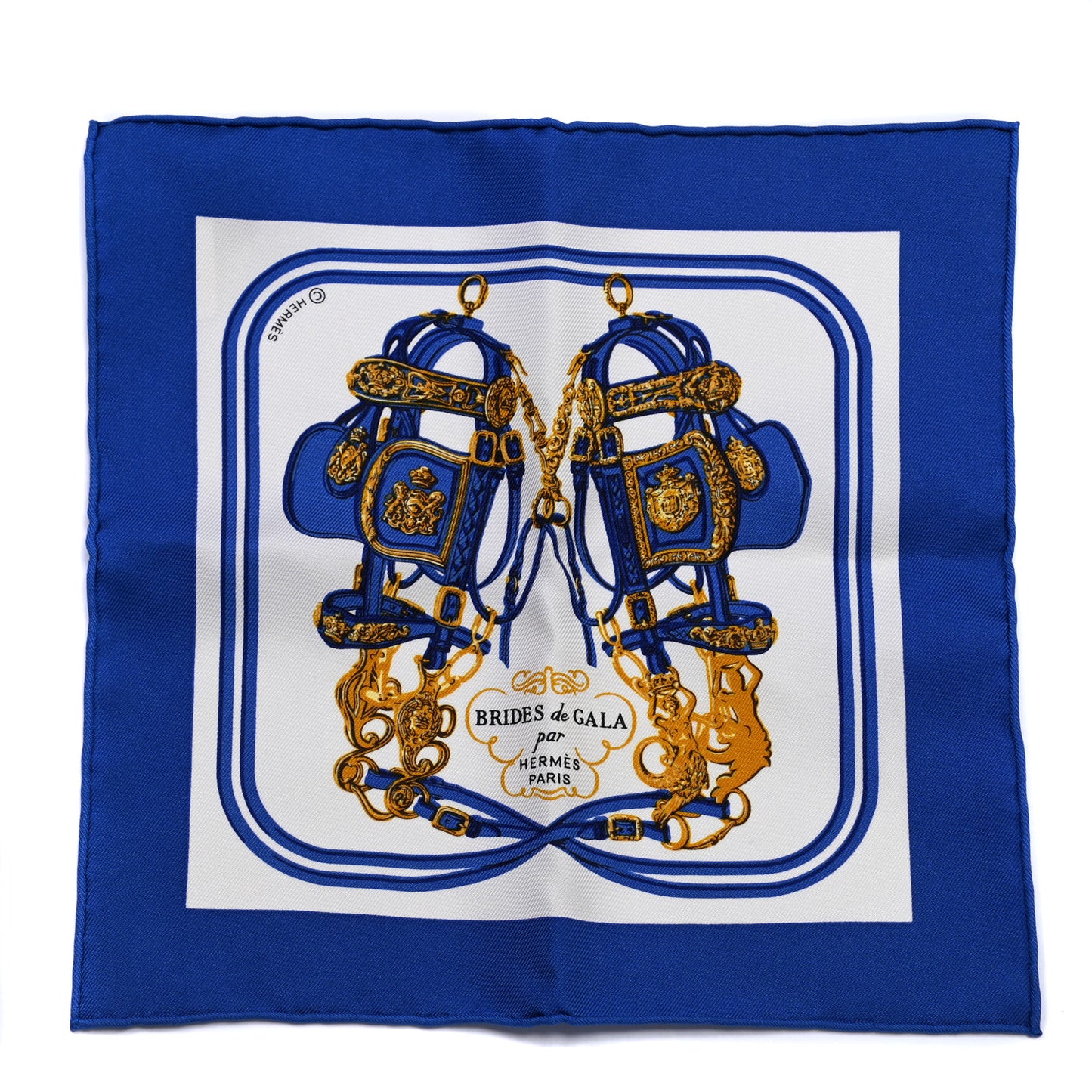 Silk Brides de Gala Nano Scarf 20 Bleu Vif White Or