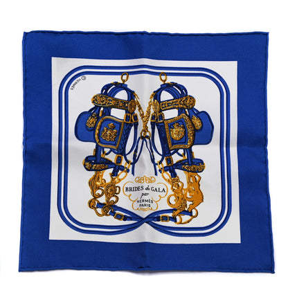 Hermes Silk Brides de Gala Nano Scarf 20 Bleu Vif White Or 1 of 4