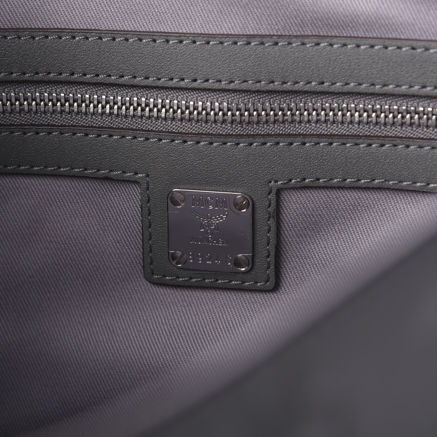 MCM Calfskin Ottomar Monogram Medium Klara Shoulder Bag Charcoal 8 of 9