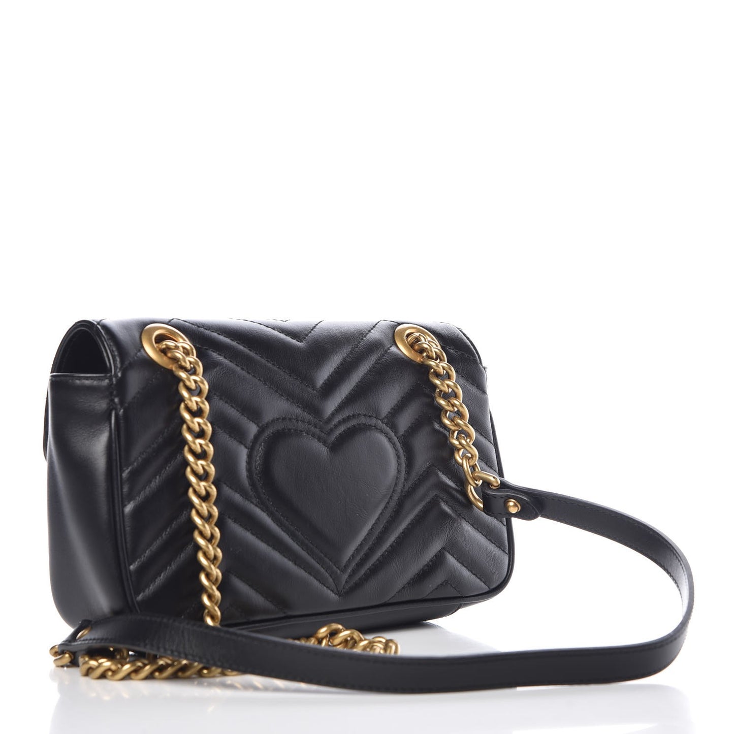 Calfskin Matelasse Mini GG Marmont Shoulder Bag Black