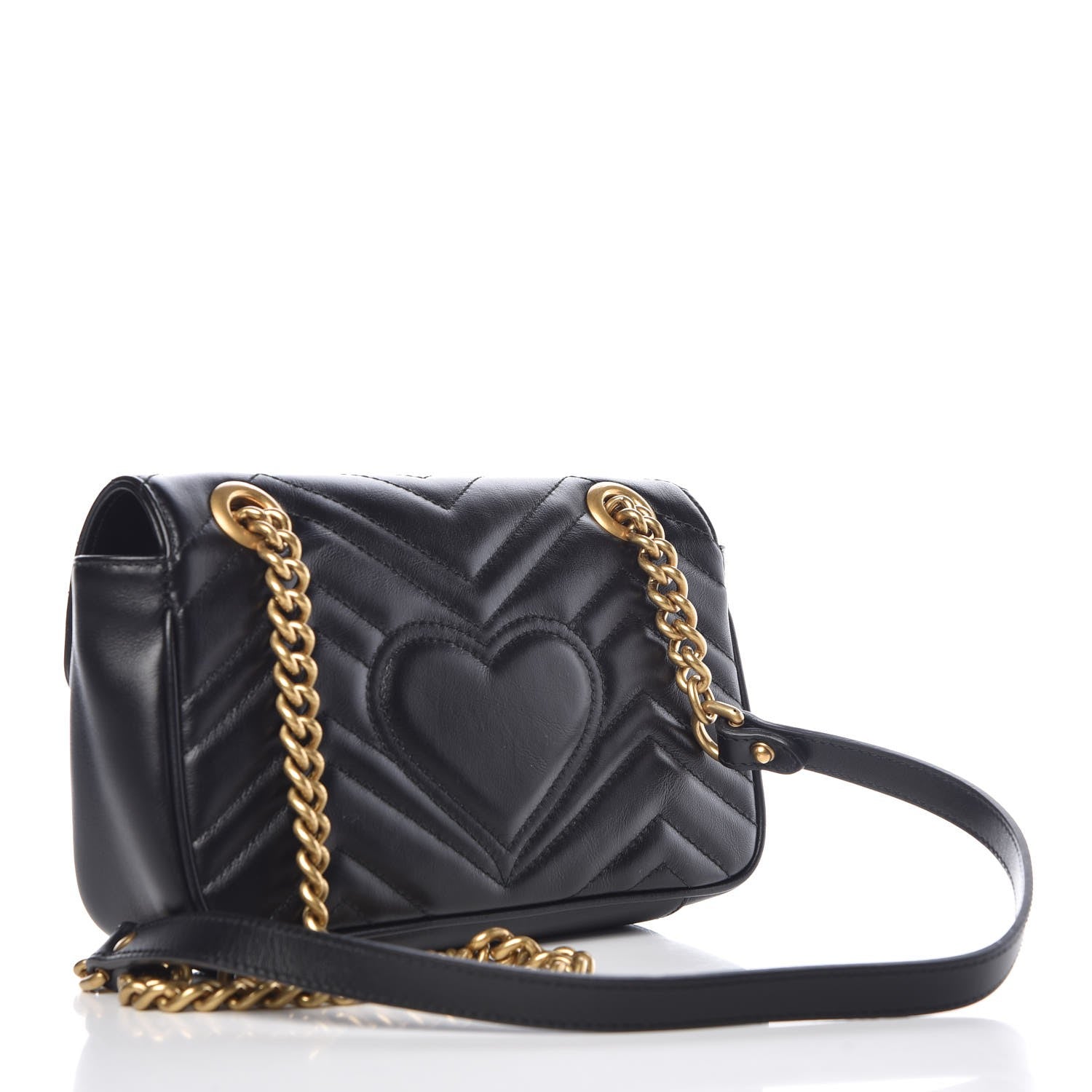 Gucci Calfskin Matelasse Mini GG Marmont Shoulder Bag Black 3 of 8