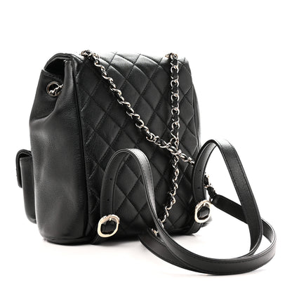 Chanel Calfskin Quilted Medium Duma Pockets Drawstring Backpack Black 3 of 10